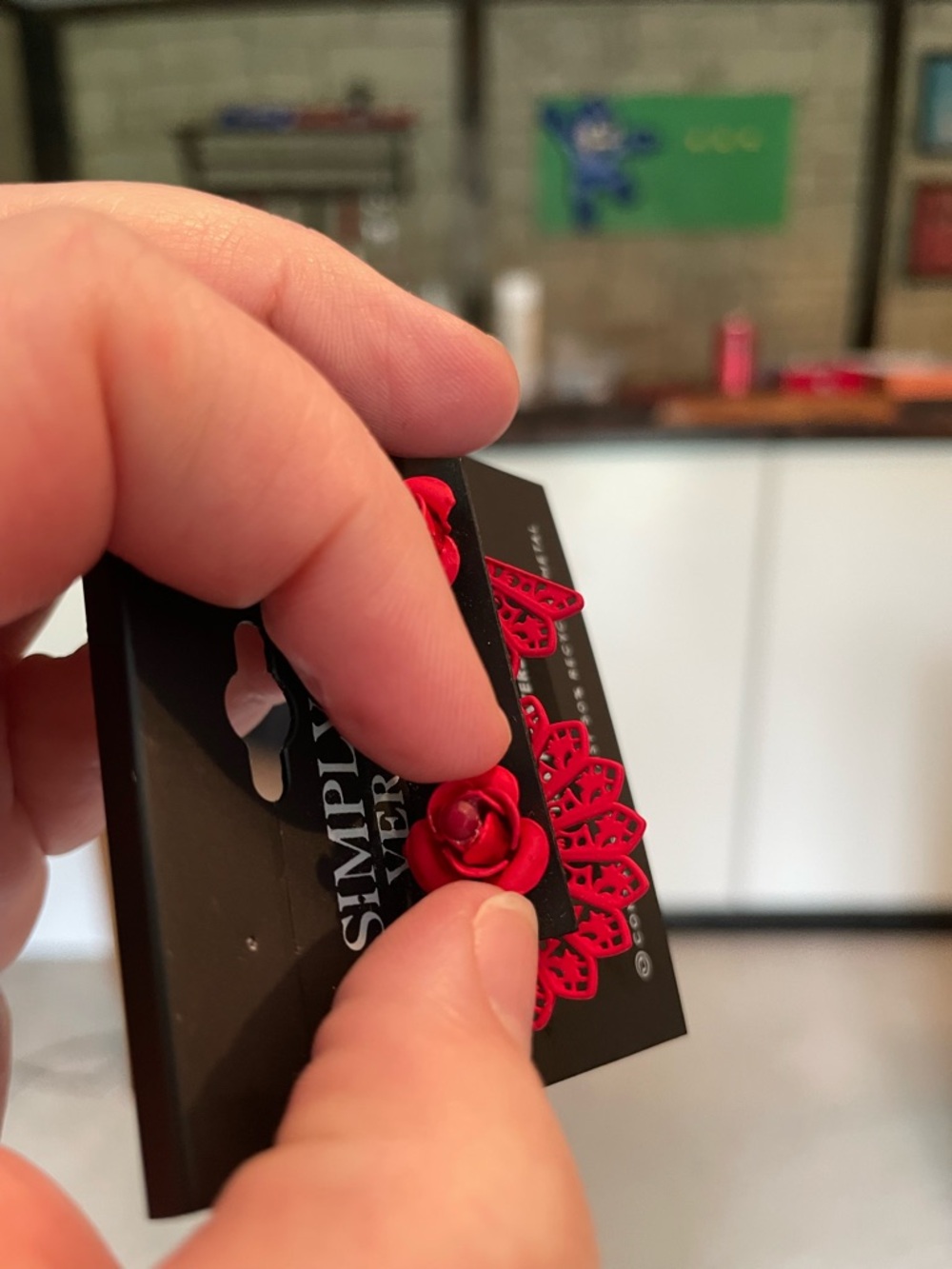 Simply Vera Vera Wang Red Filigree Flower/Rose Floater Earrings - NWT - Picture 8 of 10